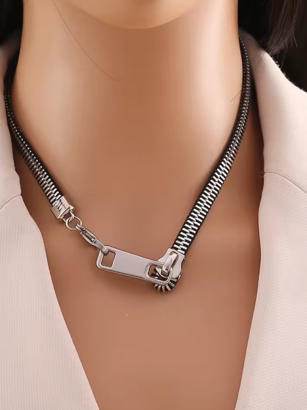 Modern Icon Zip Chain Necklace